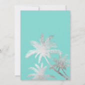 Moderne zilveren palmbomen blauwgroen elegante bru kaart (Achterkant)