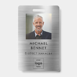 Moderne zilveren personeelsfoto-identificatie badge