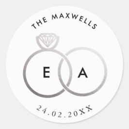 Moderne zilveren ringen aangepaste bruiloft Sticke Ronde Sticker