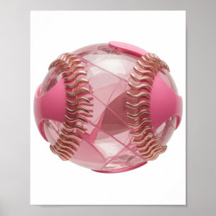 Moderne Zilveren ROZE HONKBAL Statement Design Poster