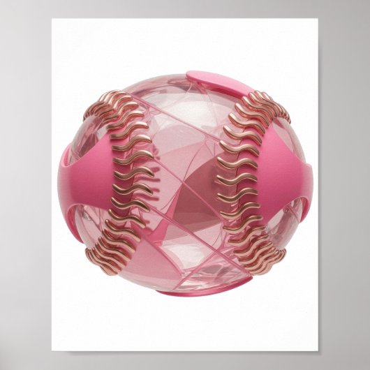 Moderne Zilveren ROZE HONKBAL Statement Design Poster (Voorkant)