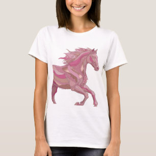 Moderne Zilveren ROZE PONY Grafisch Ontwerp T-shirt