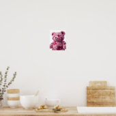 Moderne Zilveren ROZE TEDDYBEER Tekst Ontwerp Poster (Keuken)