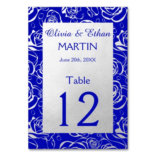 Moderne zilveren Rozen op Royal Blue Kaart (Voorkant)