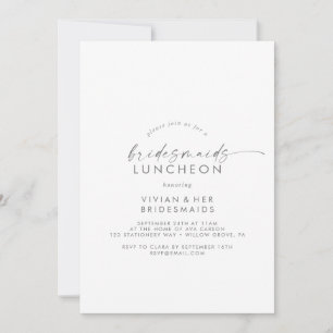 Moderne Zilveren Script Bruidsmeisjes Luncheon Kaart