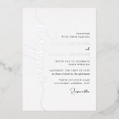 Moderne Zilveren Script Bruiloft  Folie Uitnodiging (Voorkant)
