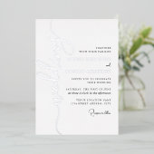 Moderne Zilveren Script Bruiloft  Folie Uitnodiging (Staand Voorkant)