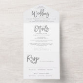 Moderne zilveren script trouw-RSVP All In One Uitnodiging (Binnen)