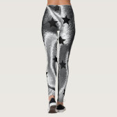 Moderne Zilveren Shimmer Schaduw Vette Zwarte Ster Leggings (Achterkant)