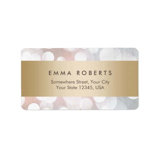Moderne zilveren sparkles gouden streep Elegant Etiket (Voorkant)