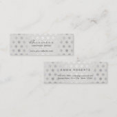 Moderne zilveren Stippen Classy linnen handgemaakt Mini Visitekaartje (Voorkant / Achterkant)