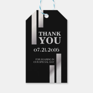 Moderne Zilveren Streep Trouw Dankkaart Cadeaulabel