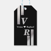 Moderne Zilveren Streep Trouw Dankkaart Cadeaulabel (Achterkant)