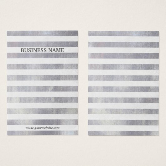 Moderne, zilveren stripes oorscherm visitekaartjes (Voorkant /achterkant)