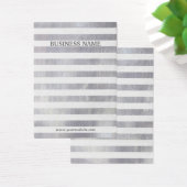 Moderne, zilveren stripes oorscherm visitekaartjes (Bureau)