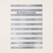 Moderne, zilveren stripes oorscherm visitekaartjes (Voorkant)