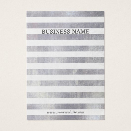 Moderne, zilveren stripes oorscherm visitekaartjes (Voorkant)