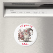 Moderne zilveren tinten bloemenmand valentijn kabo magneet (Insitu (Vaatwasser))