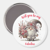 Moderne zilveren tinten bloemenmand valentijn kabo magneet (Voorkant / Achterkant)