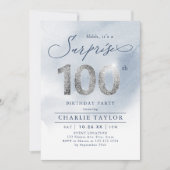 Moderne zilveren verrassing 100e verjaardag kaart (Voorkant)