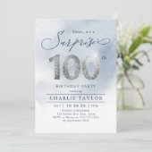 Moderne zilveren verrassing 100e verjaardag kaart (Staand voorkant)