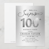 Moderne zilveren volwassene verrassing 100e verjaa kaart (Voorkant / Achterkant)