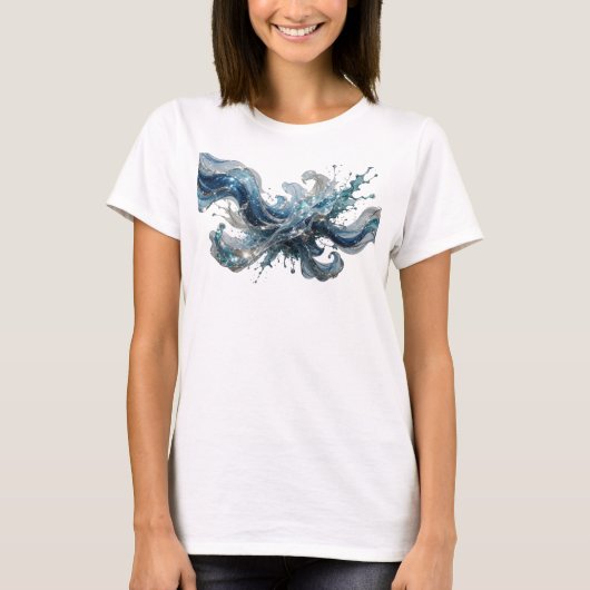 Moderne Zilveren WATERGOLF Tekst Ontwerp T-shirt (Voorkant)