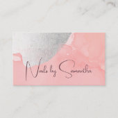 Moderne zilveren waterverf nagels visitekaartje (Voorkant)