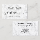 Moderne zilveren wimpers trendy witte marmer visitekaartje (Voorkant / Achterkant)