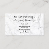 Moderne zilveren wimpers trendy witte marmer visitekaartje (Achterkant)