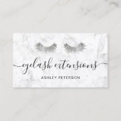 Moderne zilveren wimpers trendy witte marmer visitekaartje (Voorkant)