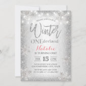 Moderne Zilveren Winter ONEderland 1e Verjaardagsf Kaart (Voorkant)