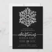 Moderne Zilveren Winter Sneeuwvlok Kerst Zwart Kaart (Voorkant)