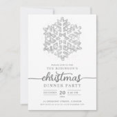 Moderne Zilveren Winter Sneeuwvlok Kerstfeest Kaart (Voorkant)