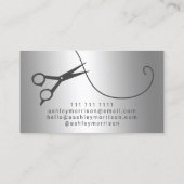 Moderne zilveren zilverschaar met haarstylist visitekaartje (Achterkant)