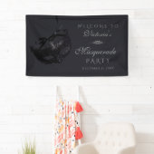 Moderne Zilveren Zwarte Maskerade Feest Welkom Bor Spandoek (Insitu)