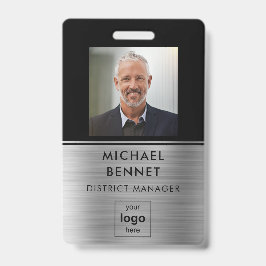 Moderne Zilveren Zwarte Personeelsfoto ID Badge
