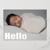 Moderne zilverfolie Baby foto aankondiging (Voorkant)