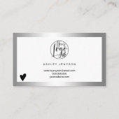 Moderne zilverfolie logo bedankt visitekaartje (Achterkant)