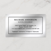 Moderne zilverfolie tand tandheelkundige kliniek t visitekaartje (Achterkant)