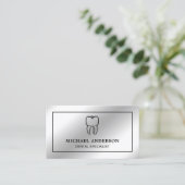 Moderne zilverfolie tand tandheelkundige kliniek t visitekaartje (Staand voorkant)