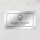Moderne zilverfolie tand tandheelkundige kliniek t visitekaartje (Voorkant)