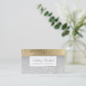 Moderne zilverglitter goudborstels make-up visitekaartje (Staand voorkant)