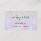 Moderne zilverglitter holografische haarstylist visitekaartje (Achterkant)