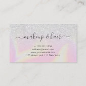 Moderne zilverglitter holografische haarstylist visitekaartje (Achterkant)