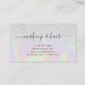 Moderne zilverglitter holografische haarstylist visitekaartje (Achterkant)