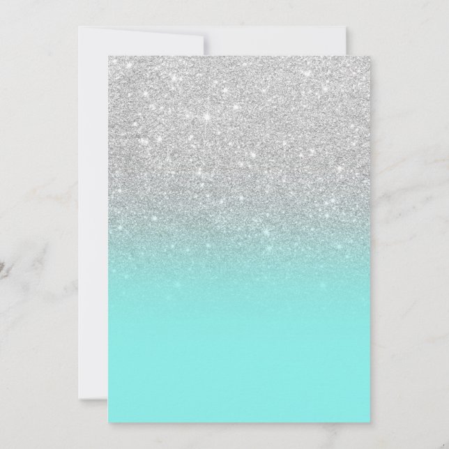 Moderne zilverglitter ombre blauwgroen oceaan (Achterkant)
