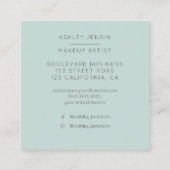 Moderne, zilverglitterijs, blauwgroen make-up prof vierkante visitekaartje (Achterkant)