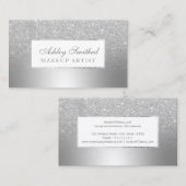 Moderne zilverglitterombre metallic make-up visitekaartje (Voorkant / Achterkant)