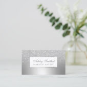 Moderne zilverglitterombre metallic make-up visitekaartje (Staand voorkant)